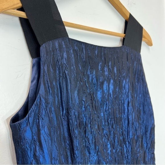 Walter Navy Shimmer Crinkle Sheath Cocktail Dress Women's 6 Ombré Iridescent - Picture 4 of 9